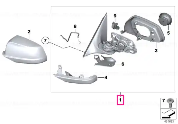 Livrare expres Exterior mirror, no lens, heated, left - BMW