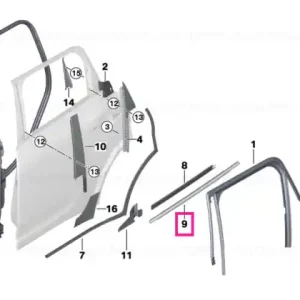 Window well strip, outer, door, rear lft - BMW - Mini Lichidare de stoc