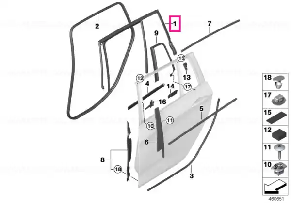 Popular Window guide, right rear door - BMW