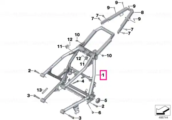 Retur ușor Rear frame without VIN BLACK - BMW Motorrad