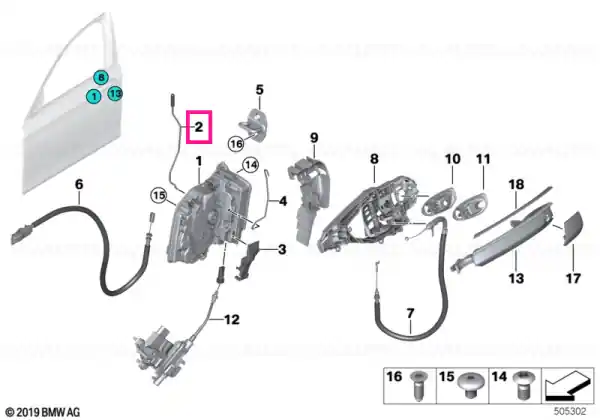 Cumpără online Operating rod, door front left - BMW