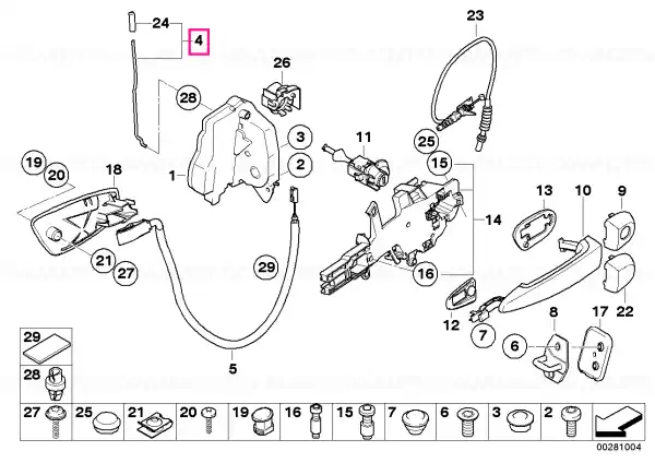 Operating rod, door front right - BMW Noutate