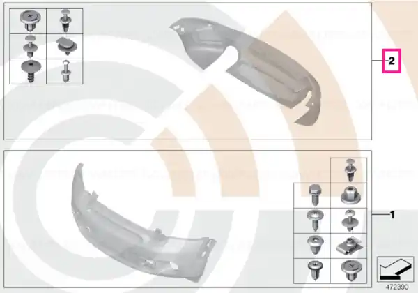 Set, mounting parts, bumper, rear VALUE LINE - BMW - Mini Calitate înaltă