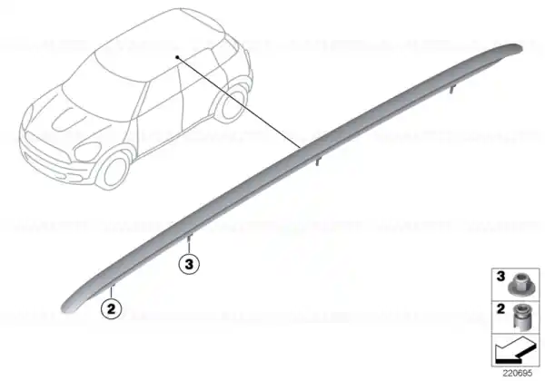 Cumpără acum Roof railing, right SILBER - BMW - Mini