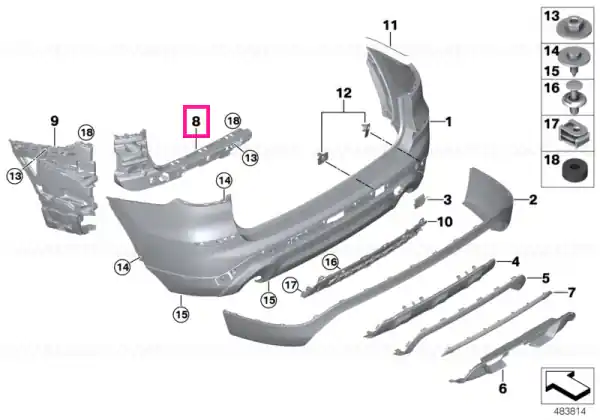 Doar azi Guide for bumper, side, left - BMW