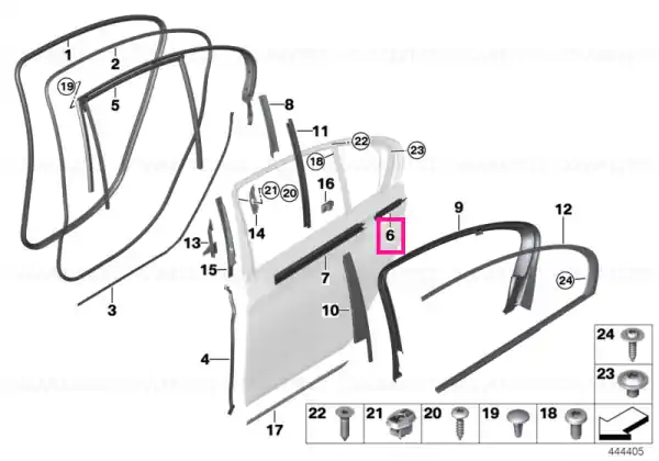 Window channel strip, short, inner right - BMW Super ofertă