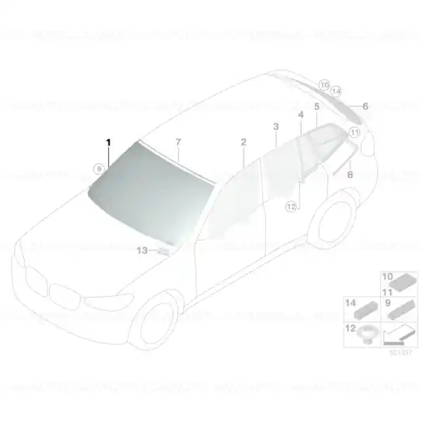 Parbriz tenta verde rain/light/condens (KAFAS/HUD) - BMW X3 G01, X3 M F97 Noutate