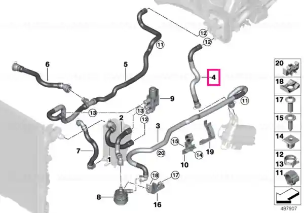 Livrare gratuită Coolant hose radiator feed 4 - BMW