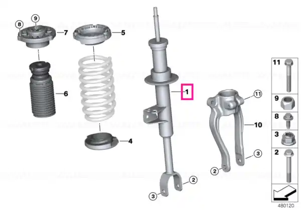 Front right spring strut - BMW Doar azi