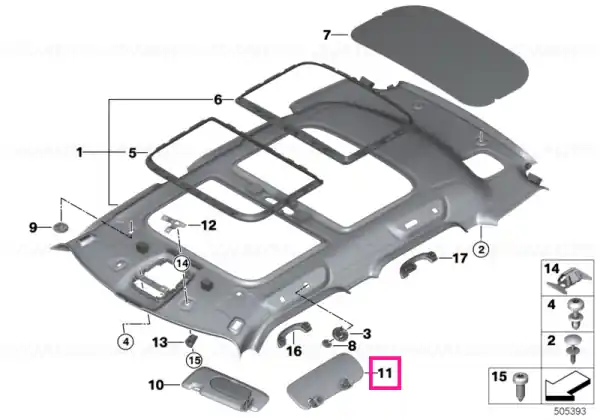 Livrare expres Sun visor, side, left SATELLITE GREY - BMW - Mini