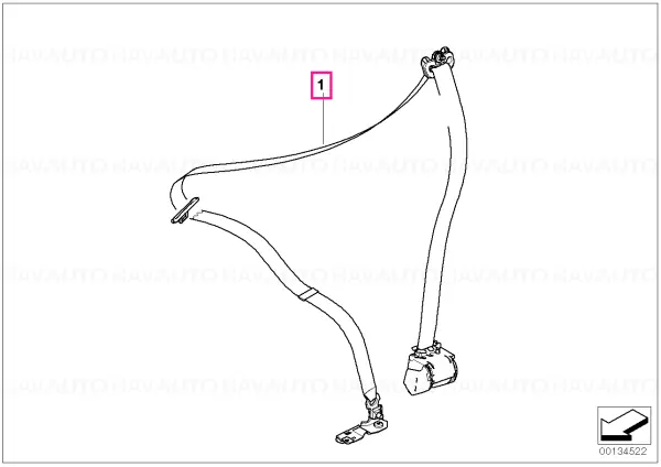 Retur gratuit Upper belt with force limiter, frnt lft SCHWARZ - BMW