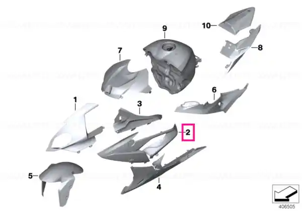 Vezi acum Fairing side section, left BLUE-WHITE - BMW Motorrad