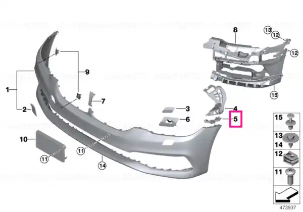 Guide, bumper, left - BMW Reducere