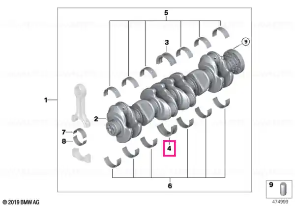 Guide-bearing Shell white 54,50MM(+0,50) - BMW Plată sigură